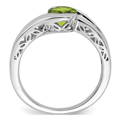 14K White Gold Peridot Round Bypass Ring – view 2