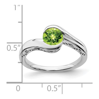 14K White Gold Peridot Round Bypass Ring – view 3