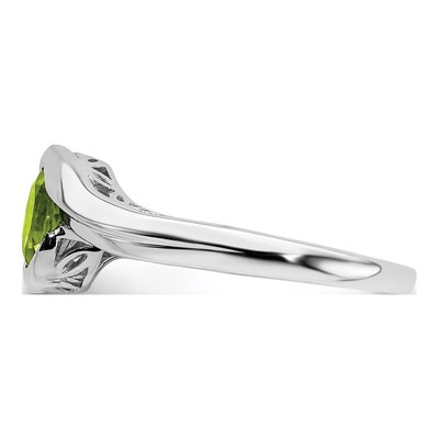14K White Gold Peridot Round Bypass Ring – view 4