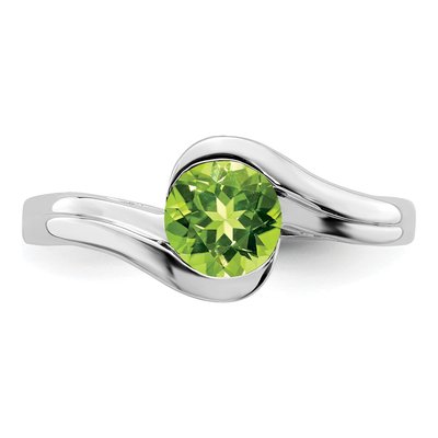 14K White Gold Peridot Round Bypass Ring – view 5