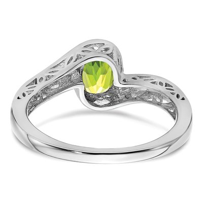 14K White Gold Peridot Round Bypass Ring – view 6