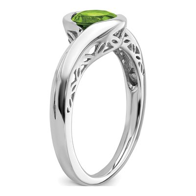 14K White Gold Peridot Round Bypass Ring – view 7