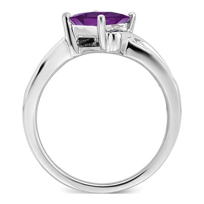 14K White Gold 1/8 ct tw Amethyst & Diamond Square Ring – view 3