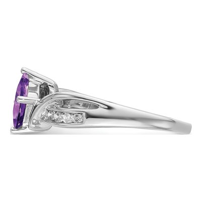 14K White Gold 1/8 ct tw Amethyst & Diamond Square Ring – view 5