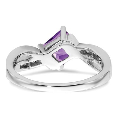 14K White Gold 1/8 ct tw Amethyst & Diamond Square Ring – view 7