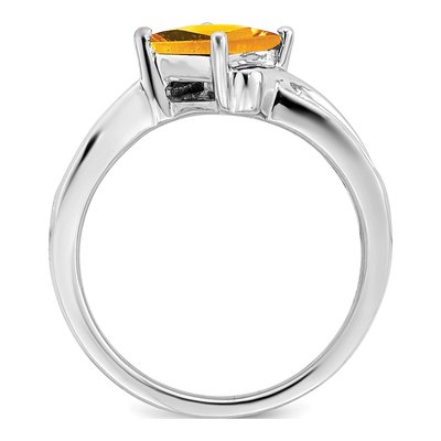 14K White Gold 1/8 ct tw Citrine & Diamond Square Ring – view 2