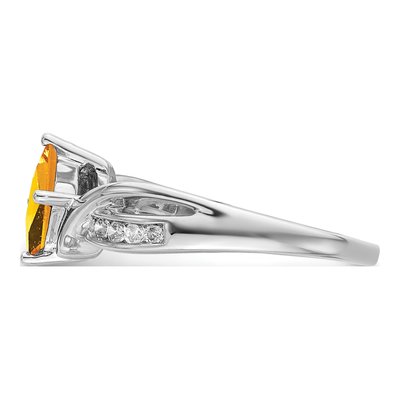 14K White Gold 1/8 ct tw Citrine & Diamond Square Ring – view 4