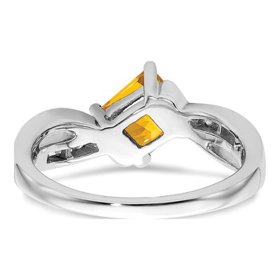 14K White Gold 1/8 ct tw Citrine & Diamond Square Ring – view 6