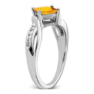 14K White Gold 1/8 ct tw Citrine & Diamond Square Ring – view 7