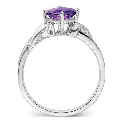 14K White Gold Amethyst & Diamond Cushion Ring – view 3