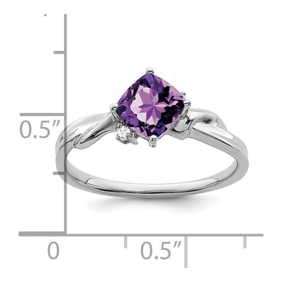 14K White Gold Amethyst & Diamond Cushion Ring – view 4