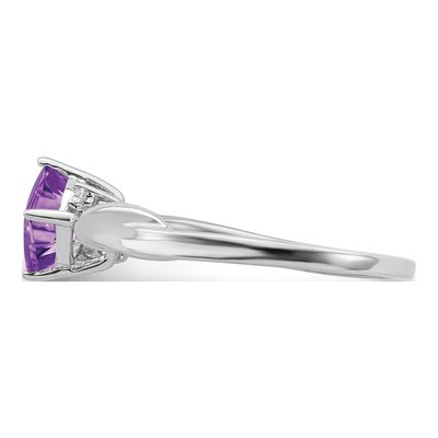 14K White Gold Amethyst & Diamond Cushion Ring – view 5
