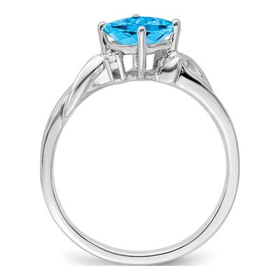 14K White Gold Swiss Blue Topaz & Diamond Cushion Ring – view 3