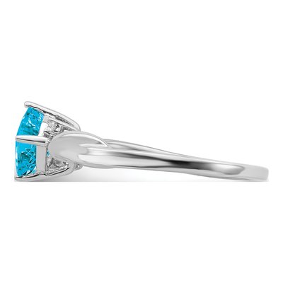 14K White Gold Swiss Blue Topaz & Diamond Cushion Ring – view 5