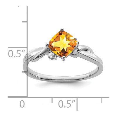 14K White Gold Citrine & Diamond Cushion Ring – view 3