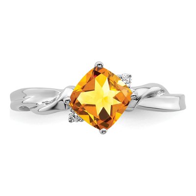 14K White Gold Citrine & Diamond Cushion Ring – view 5