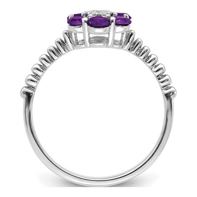 14K White Gold Amethyst & Diamond Floral Ring – view 2