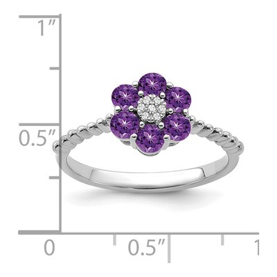 14K White Gold Amethyst & Diamond Floral Ring – view 3