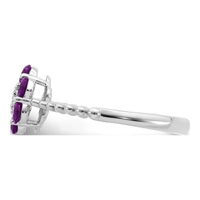 14K White Gold Amethyst & Diamond Floral Ring – view 4