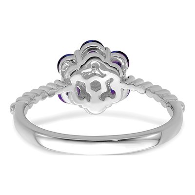 14K White Gold Amethyst & Diamond Floral Ring – view 6
