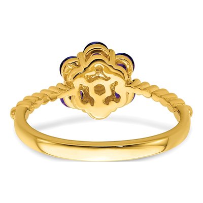 14K Yellow Gold Amethyst & Diamond Floral Ring – view 7