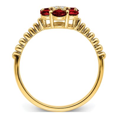 14K Yellow Gold Garnet & Diamond Floral Ring – view 3