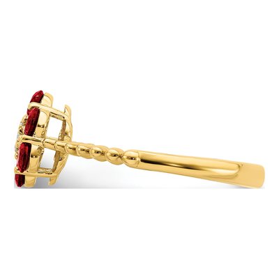 14K Yellow Gold Garnet & Diamond Floral Ring – view 5