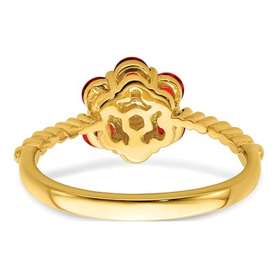 14K Yellow Gold Garnet & Diamond Floral Ring – view 7