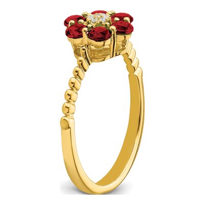 14K Yellow Gold Garnet & Diamond Floral Ring – view 8