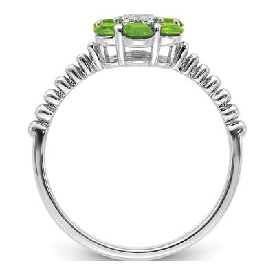 14K White Gold Peridot & Diamond Floral Ring – view 3