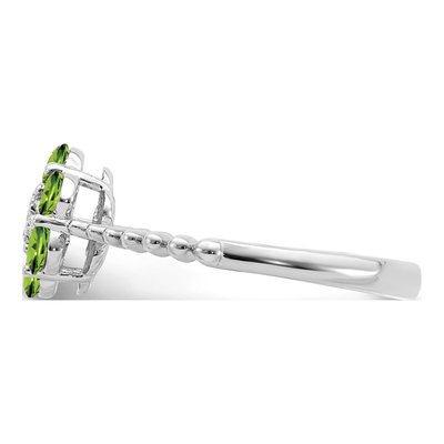 14K White Gold Peridot & Diamond Floral Ring – view 5