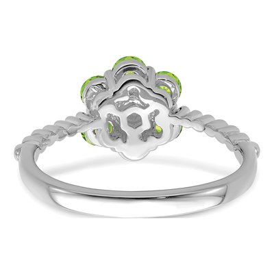 14K White Gold Peridot & Diamond Floral Ring – view 7