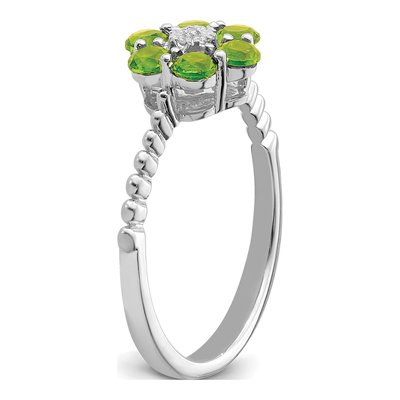 14K White Gold Peridot & Diamond Floral Ring – view 8