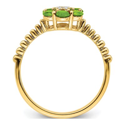 14K Yellow Gold Peridot & Diamond Floral Ring – view 2