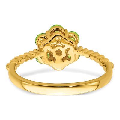 14K Yellow Gold Peridot & Diamond Floral Ring – view 6