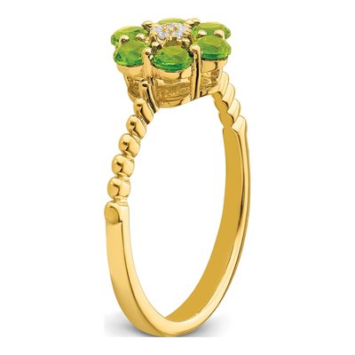 14K Yellow Gold Peridot & Diamond Floral Ring – view 7