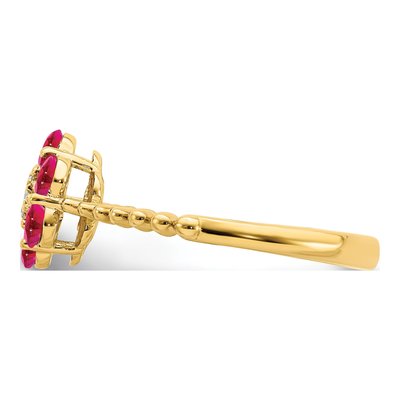 14K Yellow Gold Ruby & Diamond Floral Ring – view 4