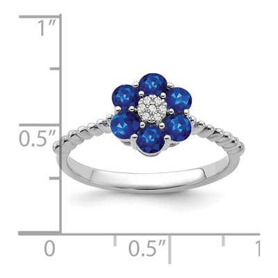 14K White Gold Sapphire & Diamond Floral Ring – view 2