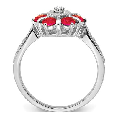 14K White Gold 0.21 ct tw Ruby & Diamond Floral Ring – view 3