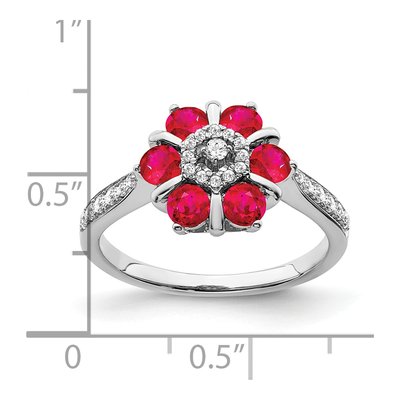 14K White Gold 0.21 ct tw Ruby & Diamond Floral Ring – view 4