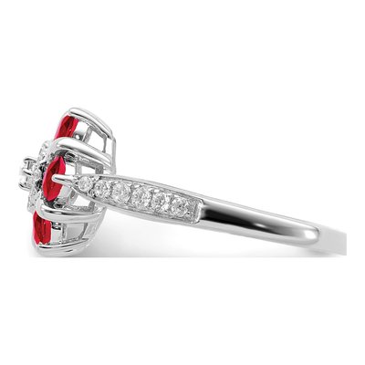 14K White Gold 0.21 ct tw Ruby & Diamond Floral Ring – view 5