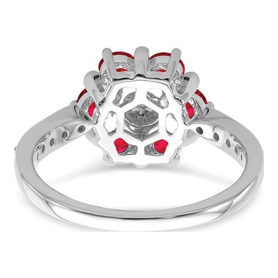 14K White Gold 0.21 ct tw Ruby & Diamond Floral Ring – view 7