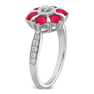 14K White Gold 0.21 ct tw Ruby & Diamond Floral Ring – view 8