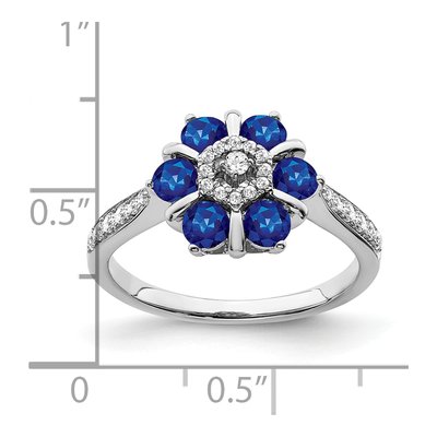 14K White Gold 1/5 ct tw Sapphire & Diamond Floral Ring – view 3