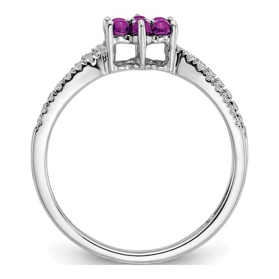 14K White Gold 1/5 ct tw Amethyst & Diamond Floral Ring – view 3