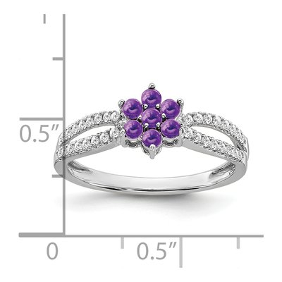14K White Gold 1/5 ct tw Amethyst & Diamond Floral Ring – view 4