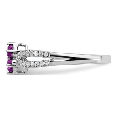 14K White Gold 1/5 ct tw Amethyst & Diamond Floral Ring – view 5