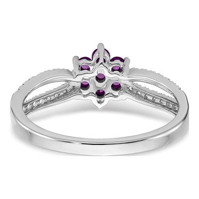 14K White Gold 1/5 ct tw Amethyst & Diamond Floral Ring – view 7