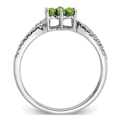 14K White Gold 1/5 ct tw Peridot & Diamond Floral Ring – view 3