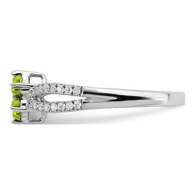 14K White Gold 1/5 ct tw Peridot & Diamond Floral Ring – view 5